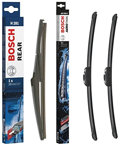 Bosch Scheibenwischer Aerotwin AR550S, Länge: 550mm/530mm – Set für Frontscheibe & Scheibenwischer Rear H281, Länge: 280mm – Scheibenwischer für Heckscheibe