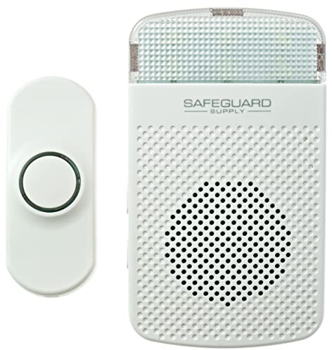 Safeguard Supply Plug In Doorbell - Dependable 3/4 Mile Long Range Wireless Doorbell - FCC Certified, UL Listed, Adjustable Volume to 90dB- Deaf & Hearing Impaired Doorbell Mode Flashing Strobe Light