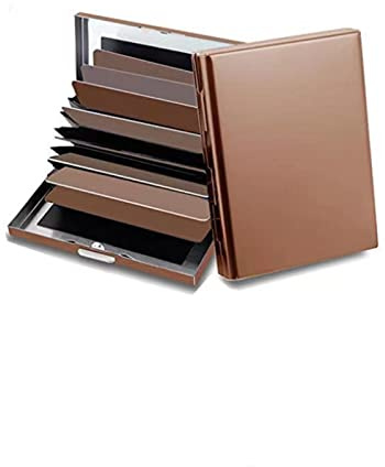 YJHWLF Rfid Blocking Stainless Steel Credit Card Holder Slim Metal Wallet for Men Women Driver ID or Business Cards (Rose Gold, Grade 10)