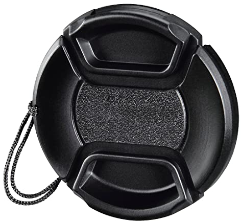 Hama 46 mm Smart Snap Lens Cap for Cameras with 46 mm Lens, with Holder/Cord/Strap, Lens Protector, Lens Cover, Replacement, Easy to Attach, Clamp, Universal, Black