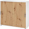 bümö Schiebetürenschrank 3OH - Aktenschrank abschließbar, Sideboard Schrank mit Schiebetüren in Weiß/Asteiche - Büroschrank aus Holz mit Schiebetür, Büro Kommode für Ordner & Co.