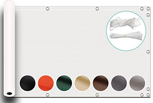 ZQXFZ Balkon Sichtschutz Ohne Bohren 60x700cm Balkon deko Oxford-Stoff Staubdicht, Uv-Schutz Balkonumrandung Sichtschutz Sichtschutz Balkon Seitlich -Weiß.