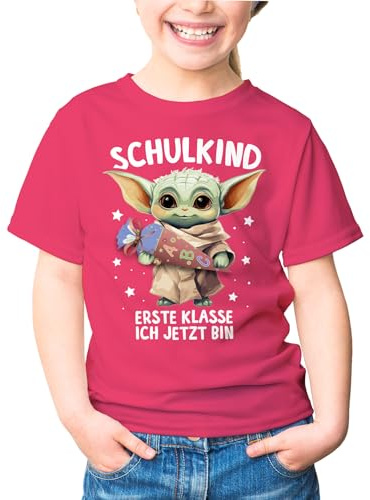 MoonWorks Kinder T-Shirt Mädchen Einschulung 2026 Baby Schulkind Erste Klasse ich jetzt Bin Spruch lustig Schulanfang