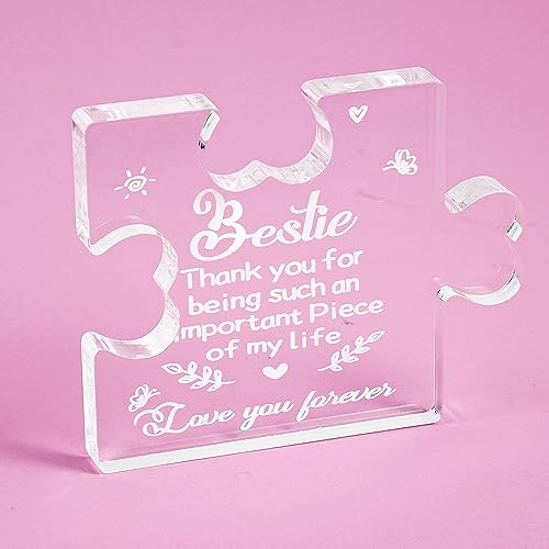 Acryl-Puzzleteil-Schild, 10x8cm Transparentes Acryl-Puzzle-Schild Dankesgeschenk für Wichtige Menschen Freistehende Schreibtischdekorationen (Bestie)