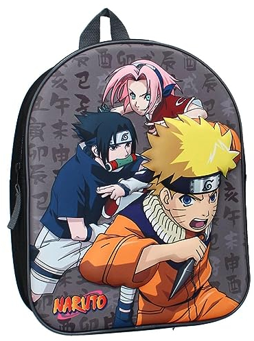 Vadobag Rucksack 3D Naruto SasUKE SAKURA Ninja In Training - Rucksack für Kinder | Schule | Kindergarten - Mehrfarbig - Maße 32 x 26 x 11 cm, mehrfarbig, Einheitsgröße
