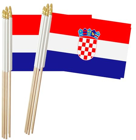 Kroatien-Flagge, kleine Mini-Handflaggen, kleine Kroatien-Flagge, 12 x 20,3 cm, 12 Stück, Party-Dekorationen für Paraden, Weltmeisterschaft, Festival-Veranstaltungen