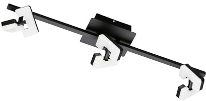 Fischer & Honsel Deckenleuchte, Ray | sandschwarz | schwenkbar | L: 60 cm, B: 9,50 cm | Ausladung Decke: 13 cm| 3x LED 4,5 Watt 3000 Kelvin | 1900 Lumen | 21402 | EEG: E