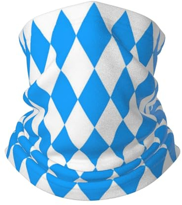 ZORIN Fleece-Halswärmer, Schal, Oktoberfest, bayerische Flagge, verstellbar, Winter-Ski-Gesichtsmaske, Halstuch, Sturmhaube für Herren und Damen, Laufen, Skifahren, Sport, Schwarz , One size