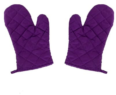 2 Pcs Oven Gloves, Heat Resistant Kitchen Baking Mitts with Hanging Loop, Non-Slip Cooking Gloves for Grilling Microwave Pizza - Purple