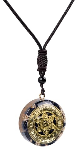 SPDYCESS Rund Natürliche Kristalle Kette Heilung Orgonite Chakra Anhänger Halskette mit Hexagonaler Stern Reiki Schmuck für Männer Frauen Edelsteine