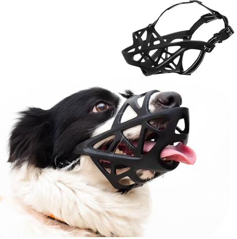 PETCUTE Maulkörbe für Hunde,Weicher Maulkorb für Hunde mit Reflektierender Streifen,Verstellbares Hund Maulkörbe,für Kleine,Mittlere und Große Hund,Verhindert Bellen,Beißen und Kauen