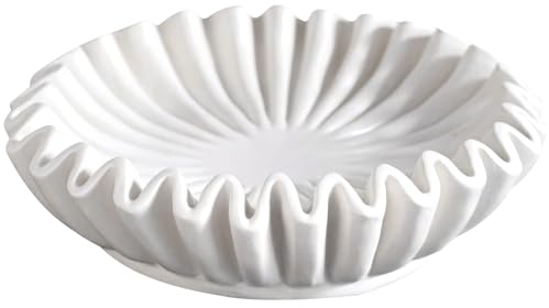 Jewellery Dish,Key Bowl, Fluted Bowl, 6 Inch Resin Ruffle Bowl, Vintage Antique Scalloped Bowl, Fruit Decorative Bowls for Home Decor, Housewarming Wedding Gifts