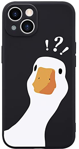Wihytec Funny Duck Phone Case for iPhone 13 Goose Case Cover Liquid Silicone Soft Gel Rubber Anti-Scratch Durable Girly Women Phone Case Microfiber Lining Protective Cover Cute Design