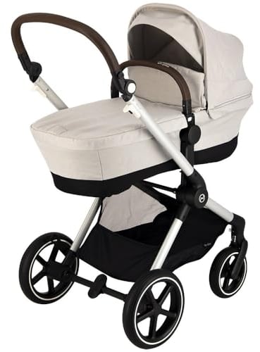 CYBEX Gold Kinderwagen EOS Lux 2-in-1 mit Babyschale Aton B2 i-Size und Babyschalen-Adapter, Reisesystem, Ab Geburt bis 22 kg (ca. 4 Jahre), Lava Grey (Grau)