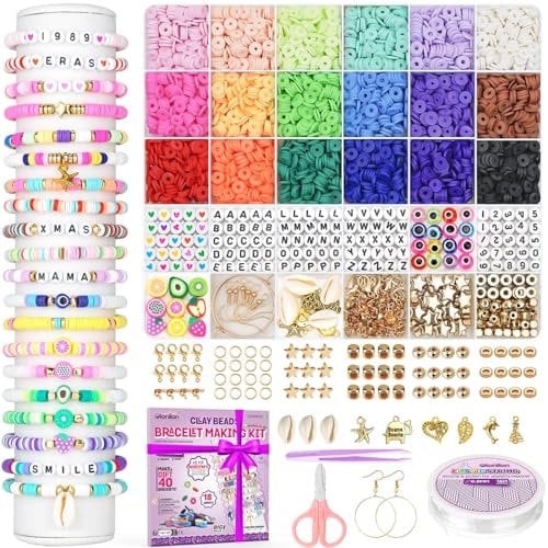 Gionlion Friendship Bracelet Kit Concert Bracelets Merch, 18 Colors Clay Beads Bracelet Making Kit for Jewellery Making, DIY Arts Crafts Gifts Toys for Kids Teen Girls