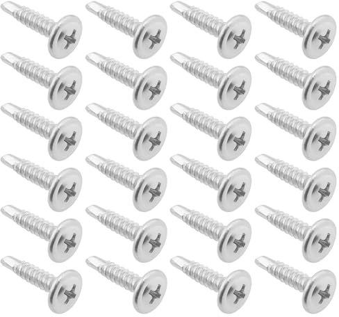 EMSea 200pcs #8 x 3/4 Inch Self Drilling Screws 4.2x19mm Truss Head Screws Pan Head Screws Zinc Plated Steel Screws for Sheet Metal Pasterboard Wood