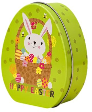 CUTeFiorino Basteln Für Kinder Von 2-5 Jahren Ostern Flache, eiförmige Weißblechdose mit Hasenmotiv für die Osterdekoration DIY-Handwerk Für Erwachsene Frauen (A, One Size)