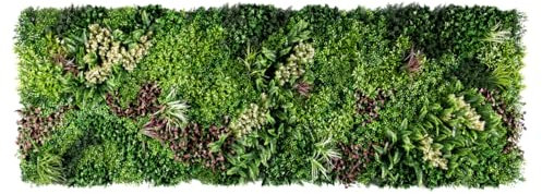 Artificial Plant Flower Living Wall Panels Realistic Indoor/Outdoor Garden 100cm x 100cm Home, Office, Cafe, Shop, Salon, Wedding (Lakeside)