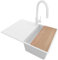 PRIMAGRAN Fregadero Granito Todo Blanco 70x50cm, Cocina 1 Seno + Grifo 40x20cm + Sifón + Tabla de cortar, Sobre encimera al mueble 40cm - Copenhague