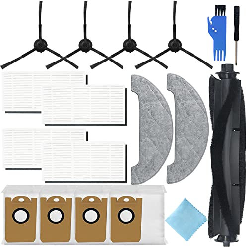 EATBALE Kit Accessori Pezzi di Ricambi per Proscenic M8 Pro Robot Aspirapolvere, 1 spazzola principale, 4 spazzole laterali, 4 filtri HEPA, 2 panni in microfibra, 4 sacchetti per la polvere (15 pezzi)
