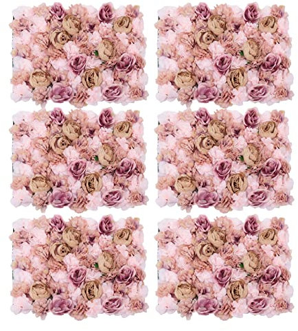6 Pièces Fleurs Artificielles Panneau Mural Mur De Fleurs Artificielles Rose Fleur Décoration Murale Panneau Mural Floral Fond Floral,Pour La Décoration De Fond De Fête De Famille De Mariage,60*40cm