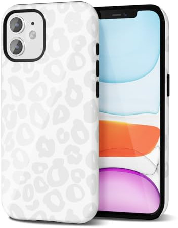 Svanove Cheetah Print Phone Case for iPhone 11 Case Girly Trendy Leopard Pattern, Retro Cool Animal Print, Luxury Cute Case for Women, Aesthetic Y2k Hard Shell Plastic, White