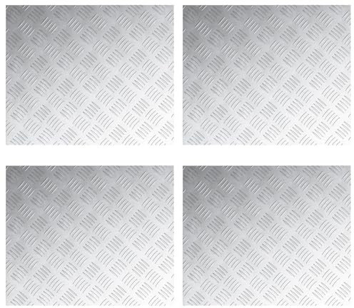 vidaXL Tappeti Rectangolari in Alluminio Rigato Antiscivolo Mat per Scale 4 Pezzi Durevole Argento Sicurezza per Scale Design a Motivo Geometrico Uso Interno ed Esterno Aderenza Metallo Industriale