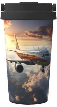 WZYCWB Tazza da caffè isolata stampata con aeroplani in volo - design a prova di perdite, adatta per pendolarismo, ufficio e viaggi, tazza isolata