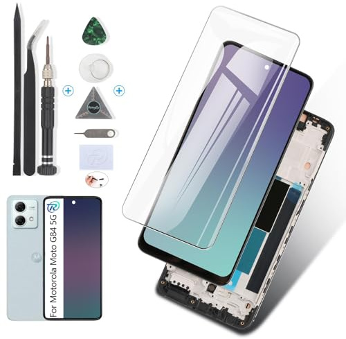RongZy Display für Motorola Moto G84 5G LCD Bildschirmersatz Digitizer Touchscreen Montiert Ersatz mit Werkzeugen(Schwarz mit Rhamen)