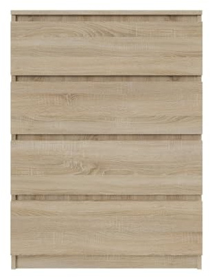 SoDREAMER Kommode mit 4 Schubladen 70 cm | Farbe: Sonoma-Eiche, Ideal für Schlafzimmer, Wohnzimmer, Kinderzimmer und Büro | Geräumige Kommode| Modernes Design | 71x97x40 cm
