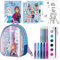 Estuche Pìntar Frozen en mochila transparente con pinturas, crayones, lápices colores, stickers y libreta para colorear – Mochila Frozen escolar de arte ideal como regalo infantil educativo y portátil