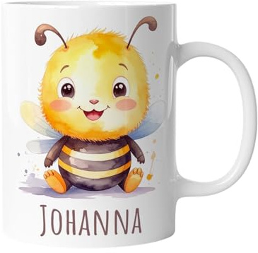 timalo Kindertasse mit Namen | Süße kleine Biene | Personalisierte Keramik Tasse mit Tieren | für Kinder, Jungen & Mädchen – Geschenk, Geburtstagsgeschenk, Namensgeschenke, Kaffeetasse