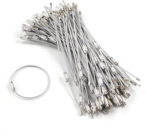 50 Pièces Porte-clés en Fil Acier Inoxydable de 15cm, avec Serrure à Vis, Capacité de Charge Élevée, pour Randonnée et Usage Quotidien