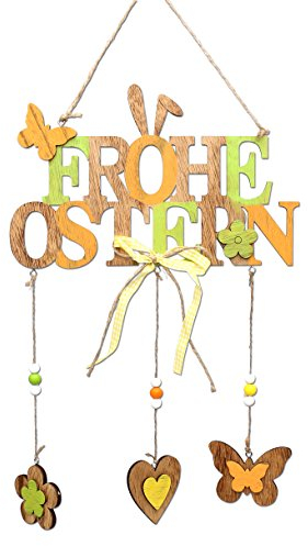 Wichtelstube-Kollektion Türschild Anhänger Frohe Ostern Fensterschmuck braun/bunt 40 * 26cm
