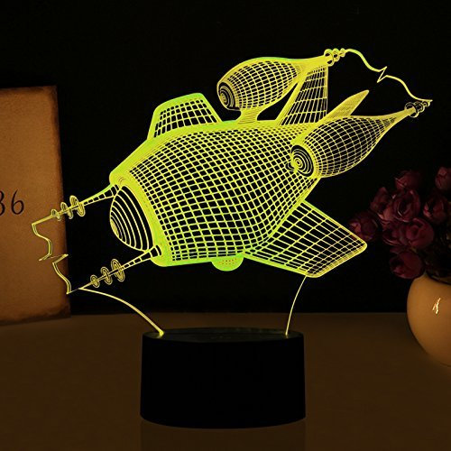 HPBN8 Ltd 3D Raumschiff Lampe USB Power 7 Farben Amazing Optical Illusion 3D wachsen LED Lampe Formen Kinder Schlafzimmer Nacht Licht.