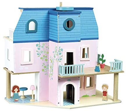 Vilac 6316 Ma Maison de poupée Mein Puppenhaus, Blau und Rosa, 50 x 45 x 13 cm