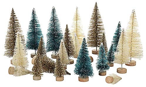 34 Mini-Sisal Schnee Frost Bäume Flaschenbürste Bäume Kunststoff Winter Schnee Ornamente Tischbäume 24 Pcs
