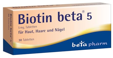 BIOTIN beta 5 Tabletten - Biotin 5mg hochdosiert (Vitamin B7), 30 Stück | Vitamine für gesundes Haarwachstum - für feste Nägel - Vitaminpräparat - ohne Zusatzstoffe - für Erwachsene
