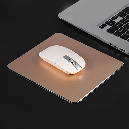 Tonysa Gaming Mauspad,Aluminium rutschfeste Maus Matte,Anti-Rutsch 18 mm x 16 mm Mausunterlage für PC Computer Laptop mit Starke Aluminiumkonstruktion(Gold)