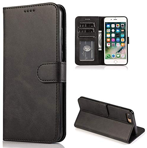 CTIUYA Coque pour iPhone 7 Plus/iPhone 8 Plus, Étui Flip Case en Cuir Portefeuille Coque à Rabat Housse avec Porte Carte Magnétique Protection Complète Etui pour iPhone 7 Plus/iPhone 8 Plus,Noir