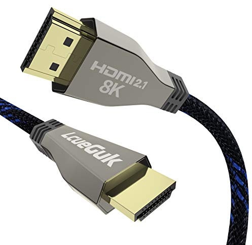 Lcueguk Câble HDMI 2.1 certifié à haute vitesse - 48 Gbps, 8 K à 60 Hz - 7680P - Dolby Vision - HDCP 2.2, 4:4:4 HDR, eARC - Compatible avec télévisions Apple, Samsung QLED 2 m 8 K HDMI-2 M.
