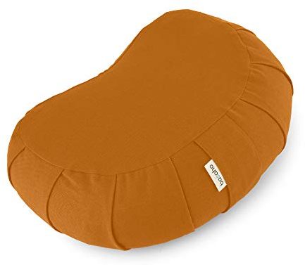 basaho CRESCENT Zafu Meditationskissen Yogakissen | Bio-Baumwolle | Buchweizenschalen | Abnehmbarer und waschbarer Bezug (Mango)