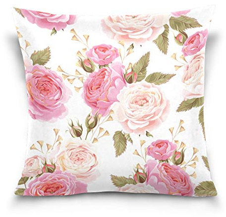 Linomo Kissenbezug 40x40 cm, Jahrgang Blumen Blume Rose Dekorative Kissenbezug Kissenhülle für Couch Sofa Bett Hause