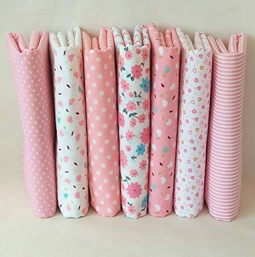 LUMoony MoonyLI Pink Baumwolle Stoff Baumwolltuch Quilting Patchwork Stoffpakete Baumwolle Kleine Florale Hand DIY nähen Handwerk Stoff 7 Stück