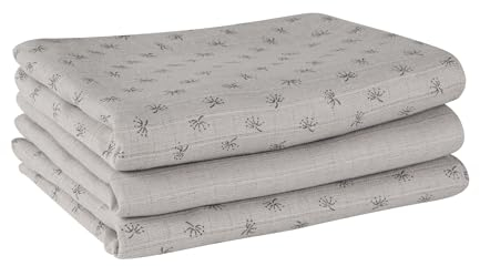roba organic 3er Windel Set Lil Planet - 80 x 80 cm - Musselin - Textilwindeln aus Bio Baumwolle - GOTS & Oeko-Tex 100 zertifiziert - Grau