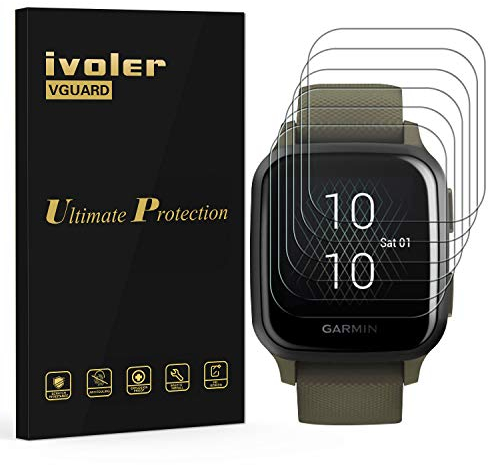 iVoler 6 Pezzi Pellicola Protettiva per Garmin Venu SQ 2 / SQ 2 Music/SQ/SQ Music, Wet Applied Protezione Schermo [Bubble-Free-Riutilizzabile] HD Clear Film in TPU