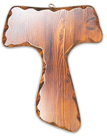 Tau Kreuz Des Heiligen Frankreichs Aus Holz - Zur Wandmontage - Made In Italy - 15X12,5 cm