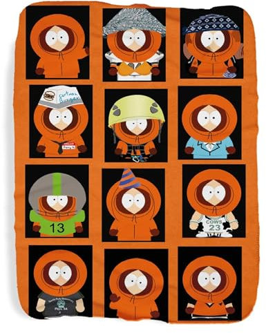 South Park Faces of Kenny Sherpa-Decke, offizielles Lizenzprodukt, Orange, 127 x 152,4 cm
