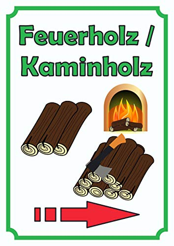 Verkaufsschild Schild Feuerholz Hochkant mit Pfeil rechts A1 (594x841mm)