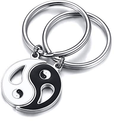 VNOX Taiji Yingyang Paare Puzzle Schlüsselbund,Versprechen Schlüsselringe Paare Schlüsselbund Beste Freund Freundschaft Schlüsselbund Ringe Schlüsselanhänger Geschenke,Weihnachts/Geburtstagsgeschenk